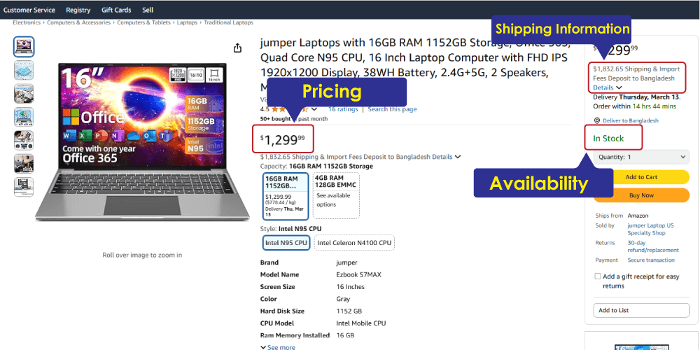 Pricing, Availability, and Shipping Information